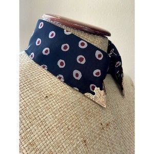 Fabric Polka Dot Faux Shirt Dickie Collar Necklace with Metal Tip Detail